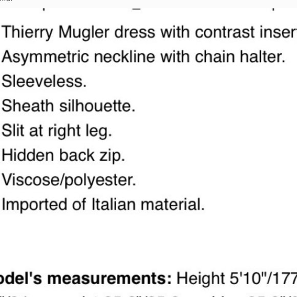 Auc Thierry Mugler Asymmetric Chain Halter Dress FR42 - Picture 13 of 15